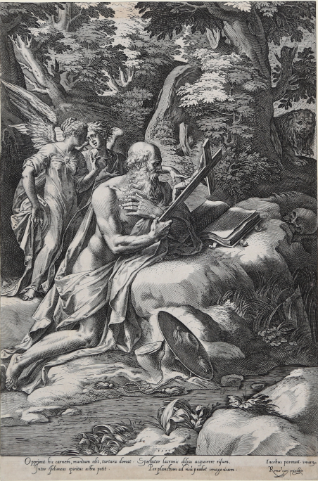 San Girolamo penitente nel deserto, con due angeli