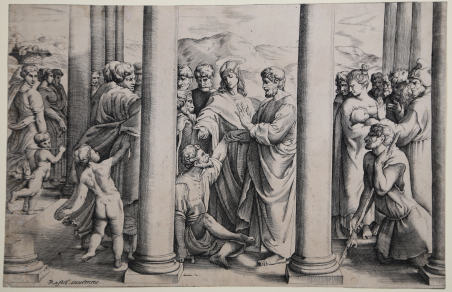 St Peter and St John healing the lame man at the gate of the temple