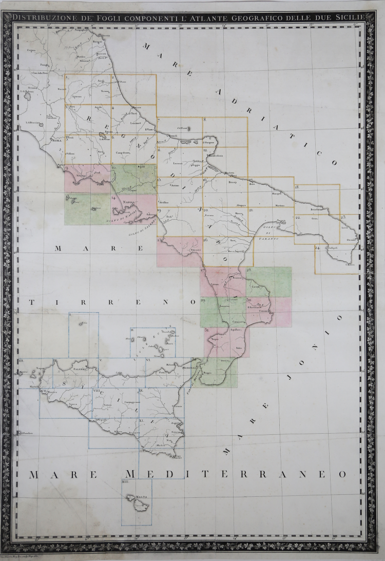 Distribuzione de' fogli componenti l'Atlante Geografico delle Due Sicilie