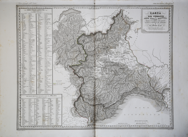 Carta geografica o cartina del 1961 Piemonte e Liguria Italia