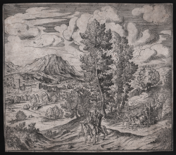                   Paesaggio con cavalieri
              