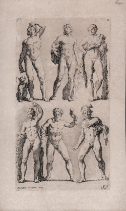                   Six male statues
              